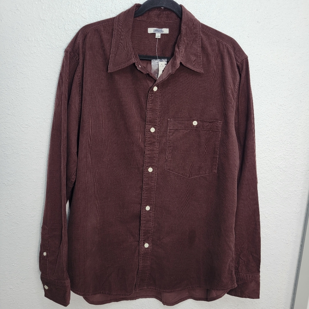 Madewell Button-Up Shirt in Fine-Wale Corduroy NY110 NWT Size L Chocolate Raisin - Picture 3 of 6